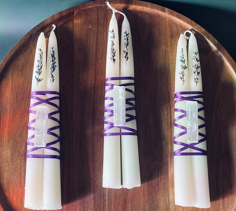 Lavender & Selenite Taper Candles