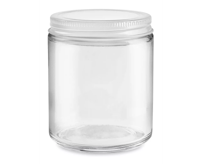 Clear Glass Straight Sided Jars with Metal Lid